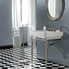 3 Hole Bathroom Sink Tap in Brass with High Spout and Drain - Ercolina Viadurini