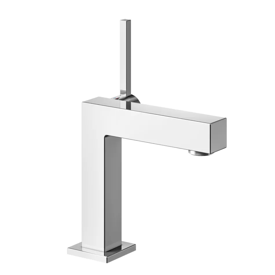 Square Design Brass Single Lever Basin Mixer Tap - Erik Viadurini