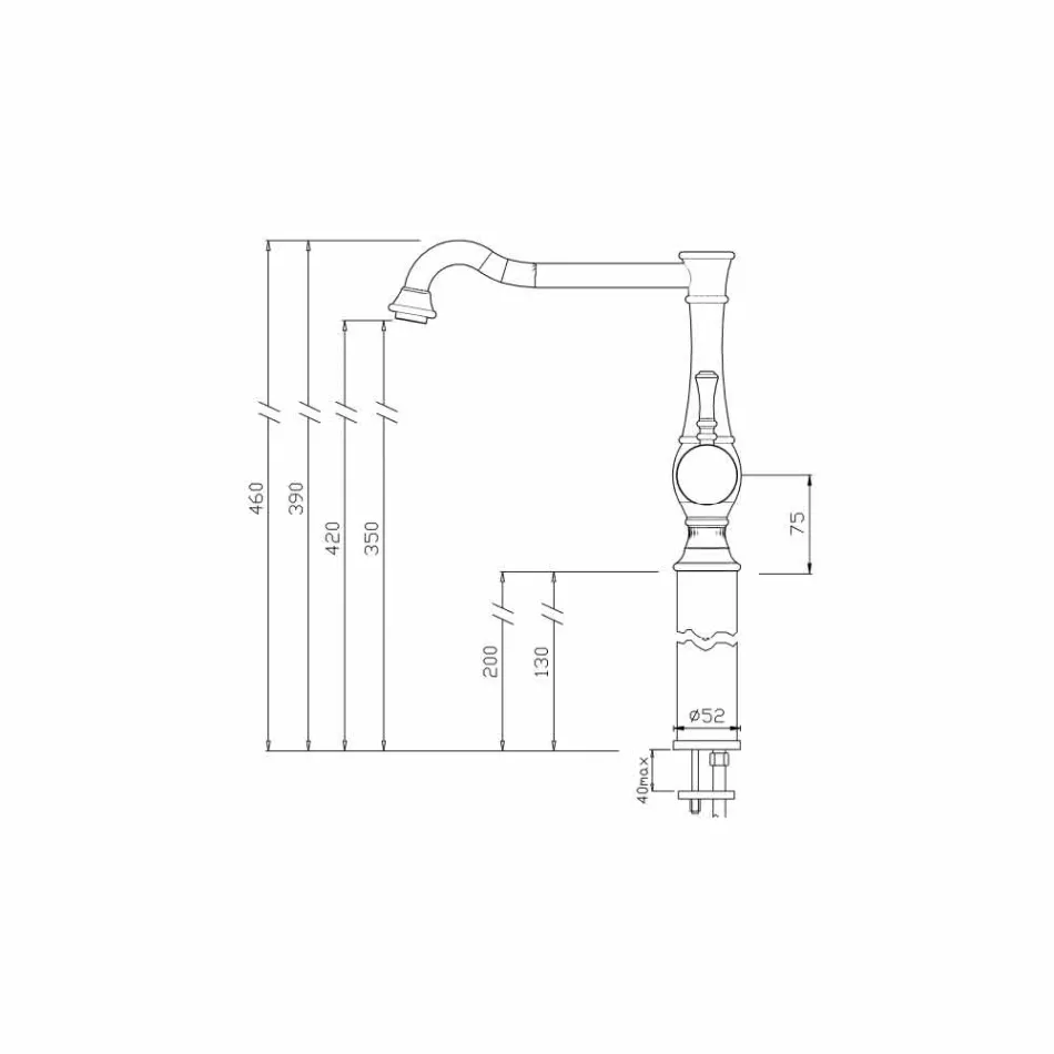 High Barrel Design Basin Mixer Tap Made in Italy - Neno Viadurini