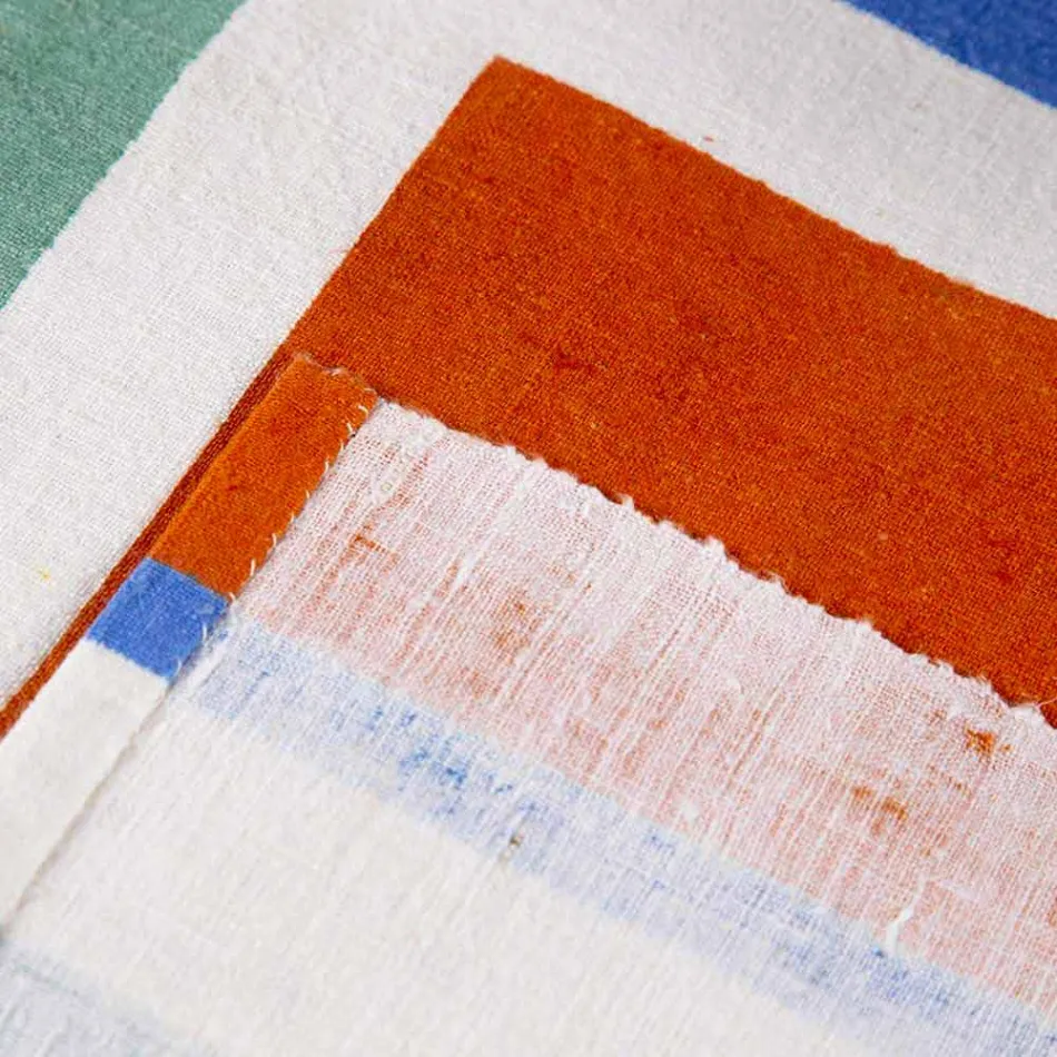 Hand Painted Hemp Runner Italian Art Unique Piece - Brands Viadurini