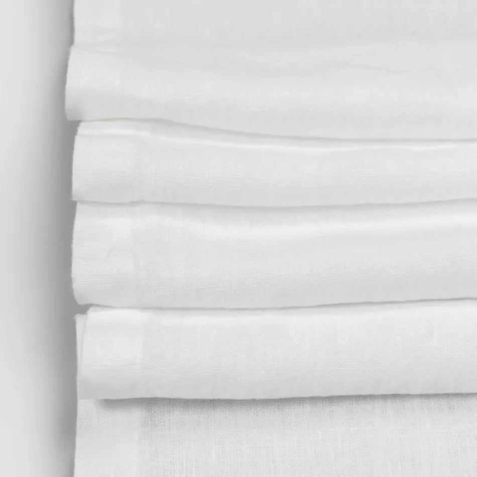 Linen Table Runner with White Lace Italian Luxury Quality - Farnese Viadurini