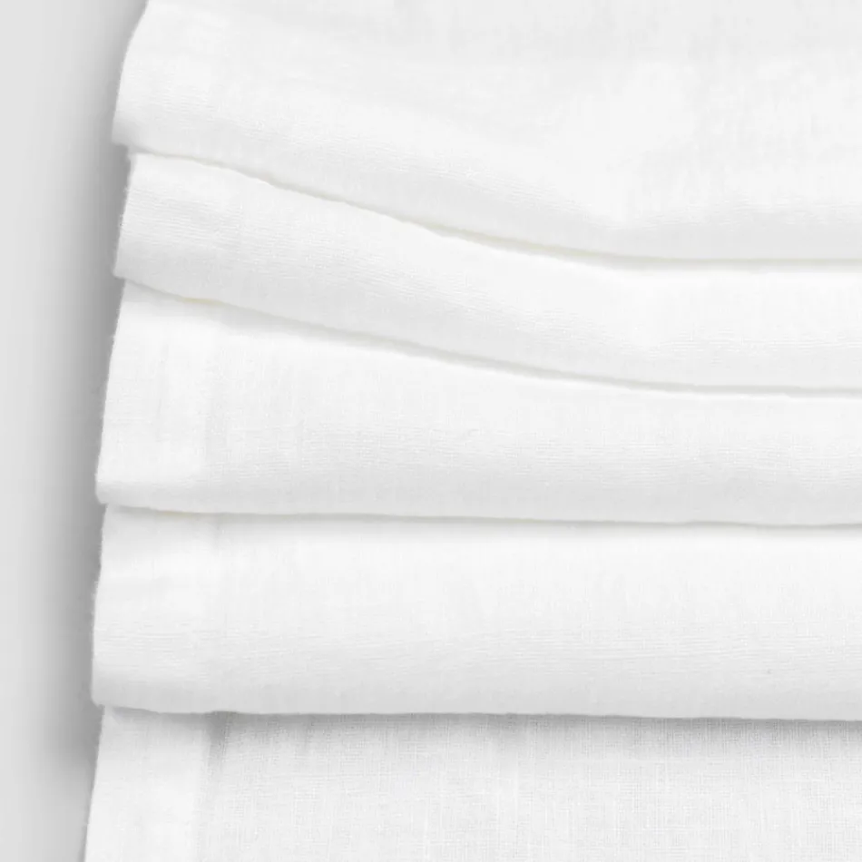 Linen Table Runner with White Lace Italian Luxury Quality - Farnese Viadurini