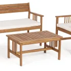 Living room 4 designer garden accessories in acacia wood - Roxen Viadurini