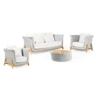 Modular Garden Lounge Set in Teak and Hand-Woven Rope - Arjuna Viadurini