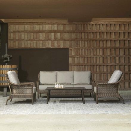 Living room composed of 2 armchairs, 1 sofa and 1 coffee table - umbrella Viadurini