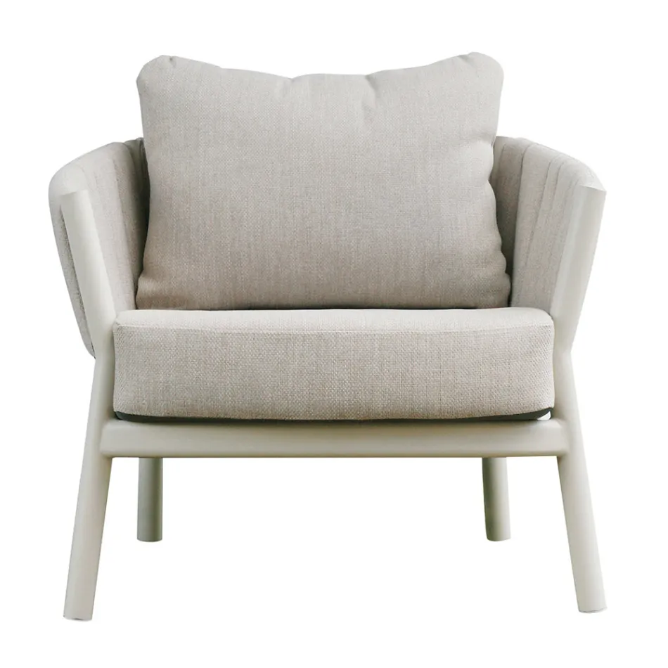 Living Room Consisting of 2 Armchairs, 1 Sofa and 2 Coffee Tables in Aluminum - Fusion Viadurini