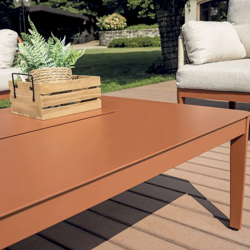 Living Room Consisting of 2 Armchairs, 1 Sofa and Coffee Table in Aluminum - Symphony Viadurini