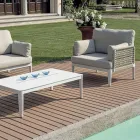 Living Room Consisting of 2 Armchairs, 1 Sofa and Coffee Table in Aluminum - Symphony Viadurini