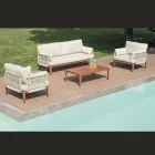 Living Room Consisting of 2 Armchairs, 1 Sofa and Coffee Table in Aluminum - Symphony Viadurini