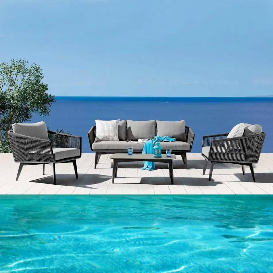 Living Room Consisting of 2 or 3 Seater Sofa, Armchairs and Coffee Table - Elios Viadurini