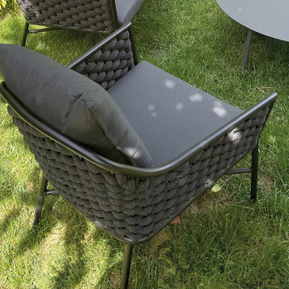 Living Room Consisting of Sofa, Armchairs and 2 Aluminum Coffee Tables - Yuma Viadurini