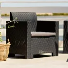 Living room with 1 sofa, 2 armchairs and 1 coffee table with seat cushions - Machine Viadurini