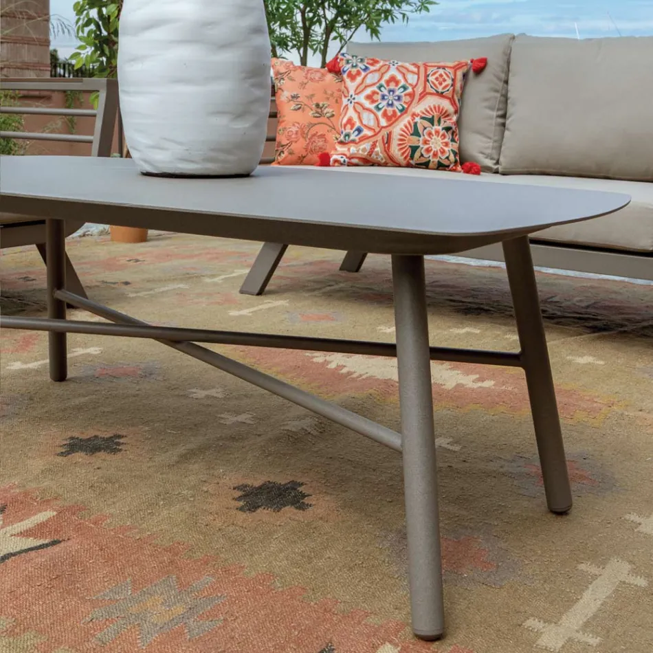 Outdoor Living Room Consisting of 1 3-Seater Sofa, 2 Armchairs and 1 Coffee Table - Righello Viadurini