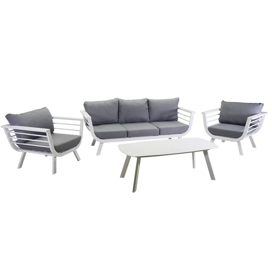 Outdoor Living Room Consisting of 1 3-Seater Sofa, 2 Armchairs and 1 Coffee Table - Righello Viadurini