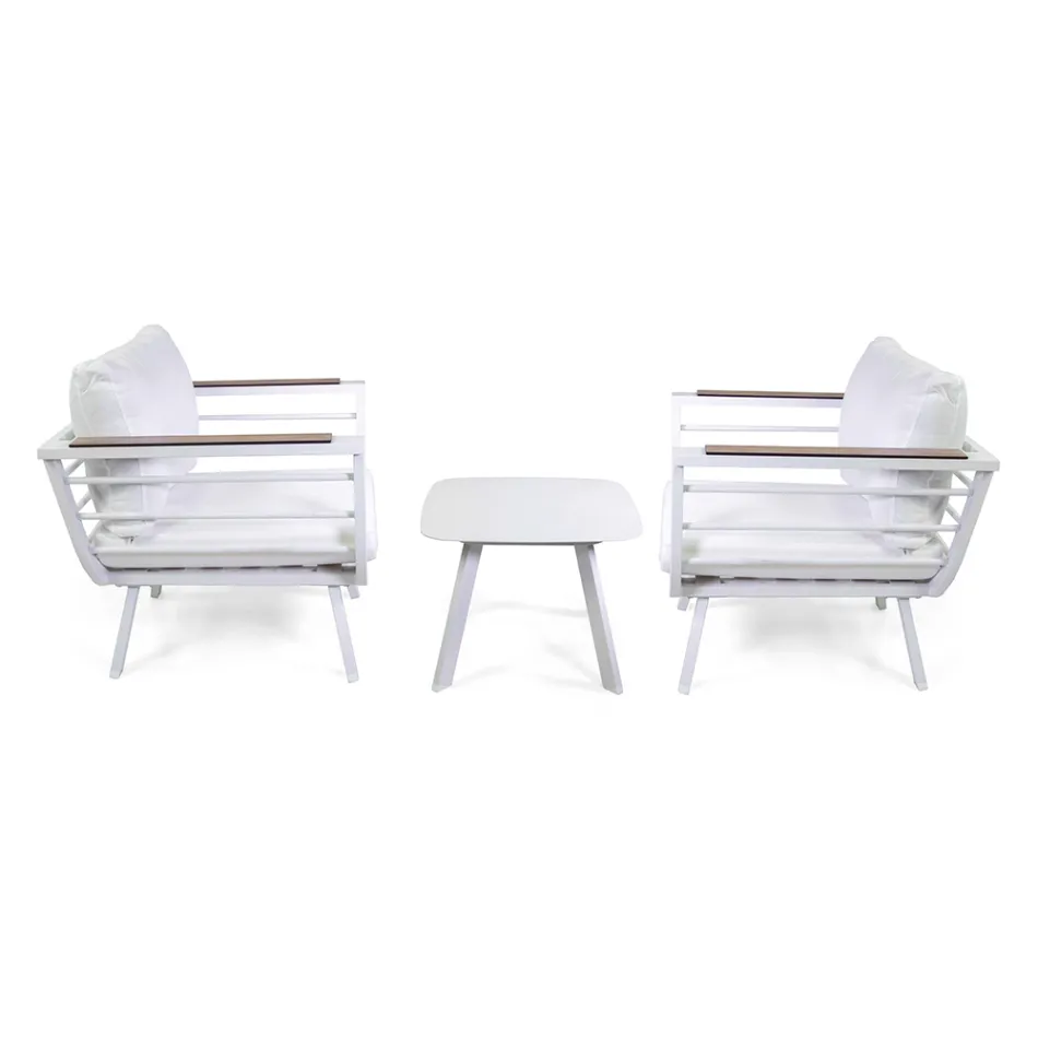 Outdoor Living Room Consisting of 2 Armchairs and 1 Aluminium Table - Righello Viadurini
