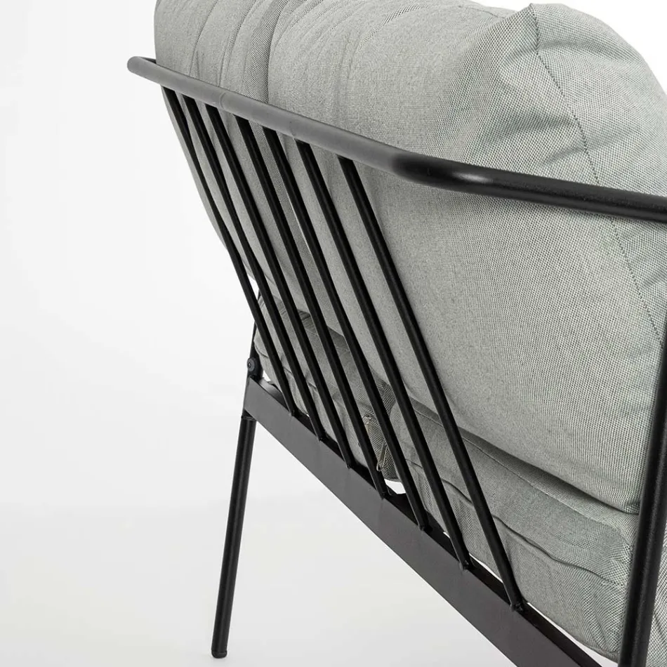 Outdoor Living Room with 1 Sofa, 2 Armchairs and 2 Steel Tables - Prefer Viadurini