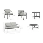 Outdoor Living Room with 1 Sofa, 2 Armchairs and 2 Steel Tables - Prefer Viadurini