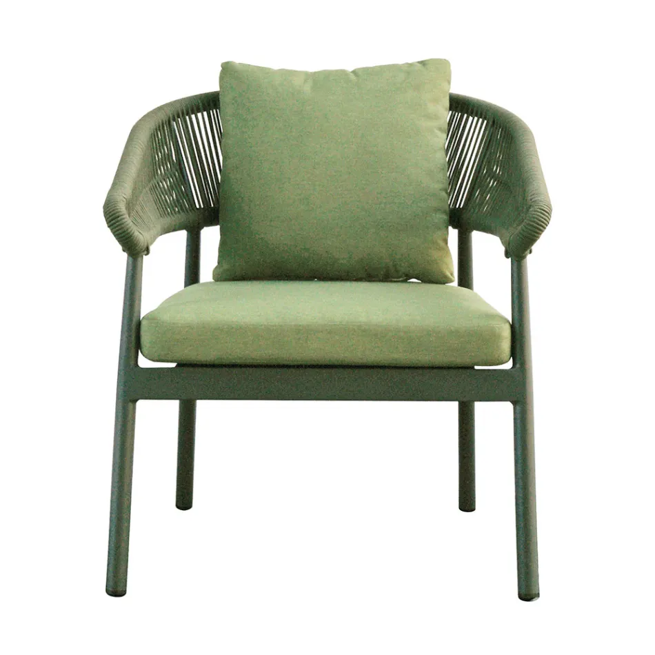 Outdoor Living Room with Cushions and Rounded Armrests - Zenith Viadurini