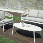 Outdoor Living Room with Rounded Cushions and Armrests - Zenith Viadurini