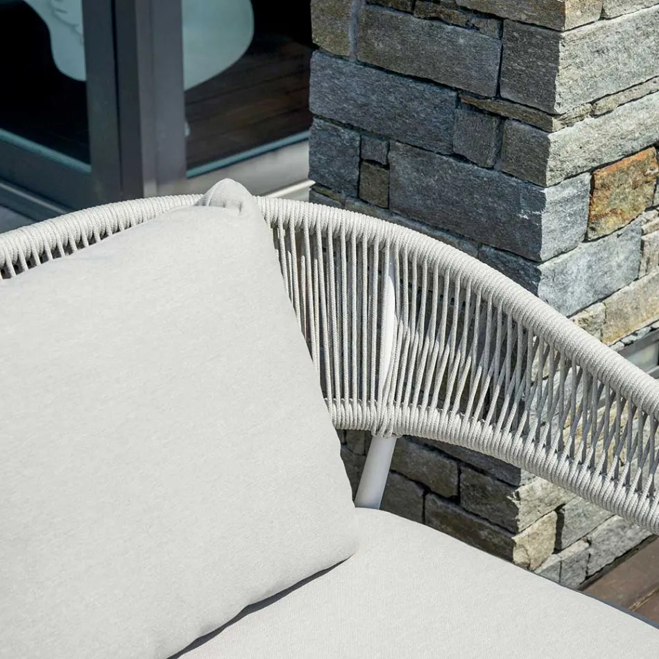 Outdoor Living Room with Rounded Cushions and Armrests - Zenith Viadurini