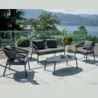 Outdoor Living Room with Cushions and Rounded Armrests - Zenith Viadurini