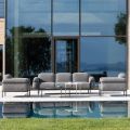 Outdoor Living Room with Sofa and 2 Armchairs in Fabric Made in Italy - Suki