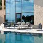 Outdoor Living Room with Sofa and 2 Armchairs in Fabric Made in Italy - Suki Viadurini