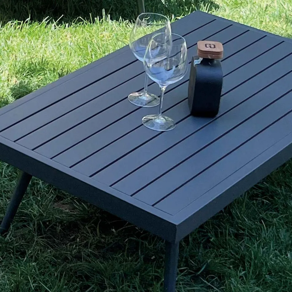 Outdoor Living Room with Sofa, Armchair and Rectangular Coffee Table - Dandelium Viadurini