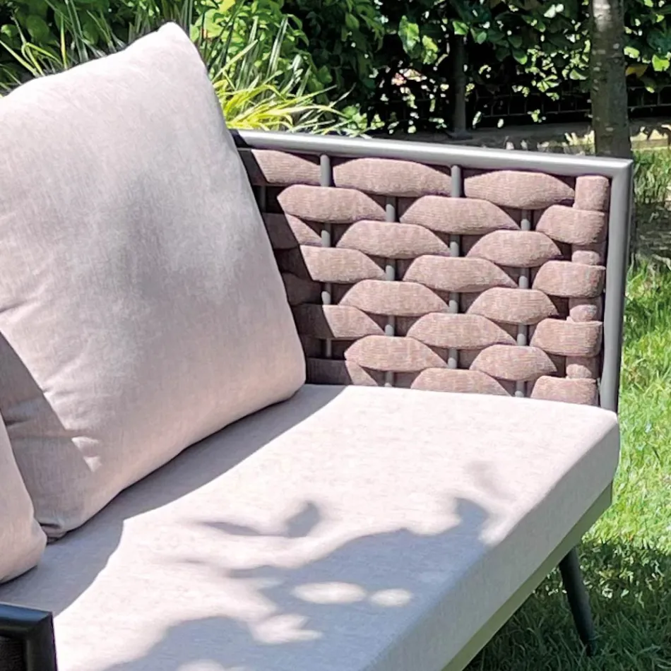 Outdoor Living Room with Sofa, Armchair and Rectangular Coffee Table - Dandelium Viadurini