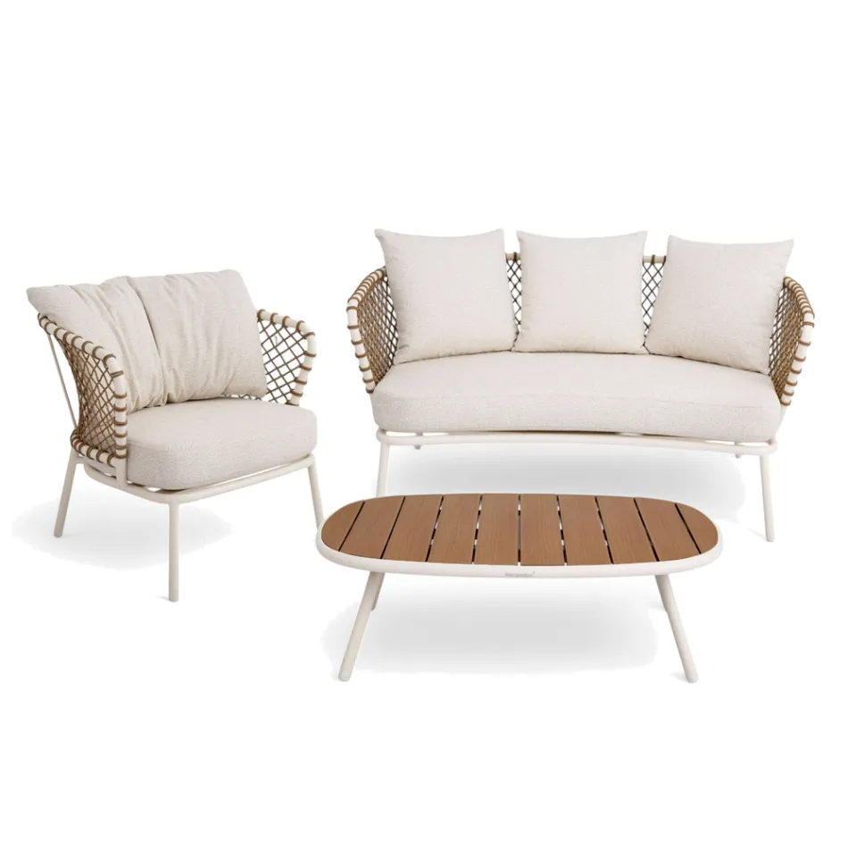 Outdoor Lounge with Aluminum Frame and Rope Backrest - Skyline Viadurini