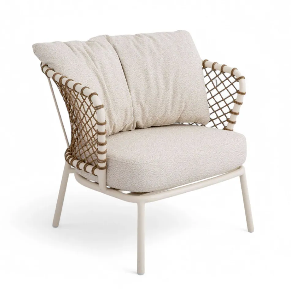 Outdoor Lounge with Aluminum Frame and Rope Backrest - Skyline Viadurini