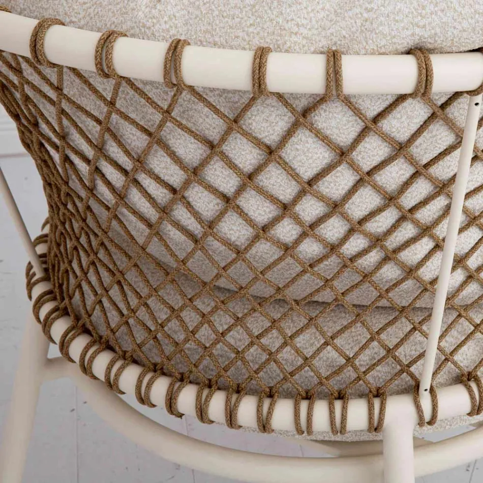 Outdoor Lounge with Aluminum Frame and Rope Backrest - Skyline Viadurini