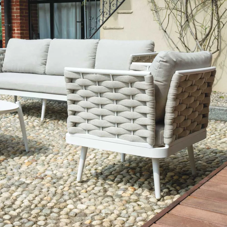 Outdoor Living Room with Aluminium Coffee Table in Different Colors - Harmony Viadurini