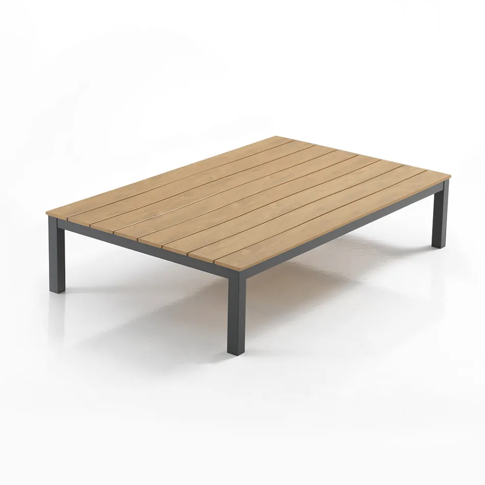 Outdoor and Indoor Living Room Consisting of 1 Corner Sofa and 1 Coffee Table - Savoir Viadurini