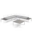Outdoor and Indoor Living Room with Sofa and Coffee Table in Matt White Aluminum - Dire Viadurini