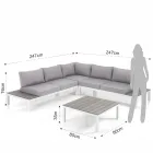 Outdoor and Indoor Living Room with Sofa and Coffee Table in Matt White Aluminum - Dire Viadurini