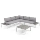 Outdoor and Indoor Living Room with Sofa and Coffee Table in Matt White Aluminum - Dire Viadurini