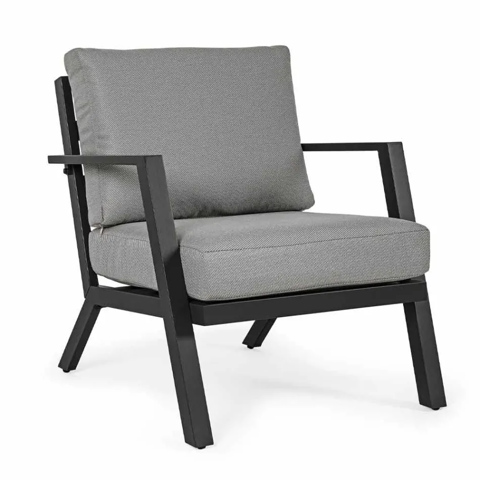 Outdoor Lounge in Aluminum with Cushions Covered in Fabric - Armonia Viadurini