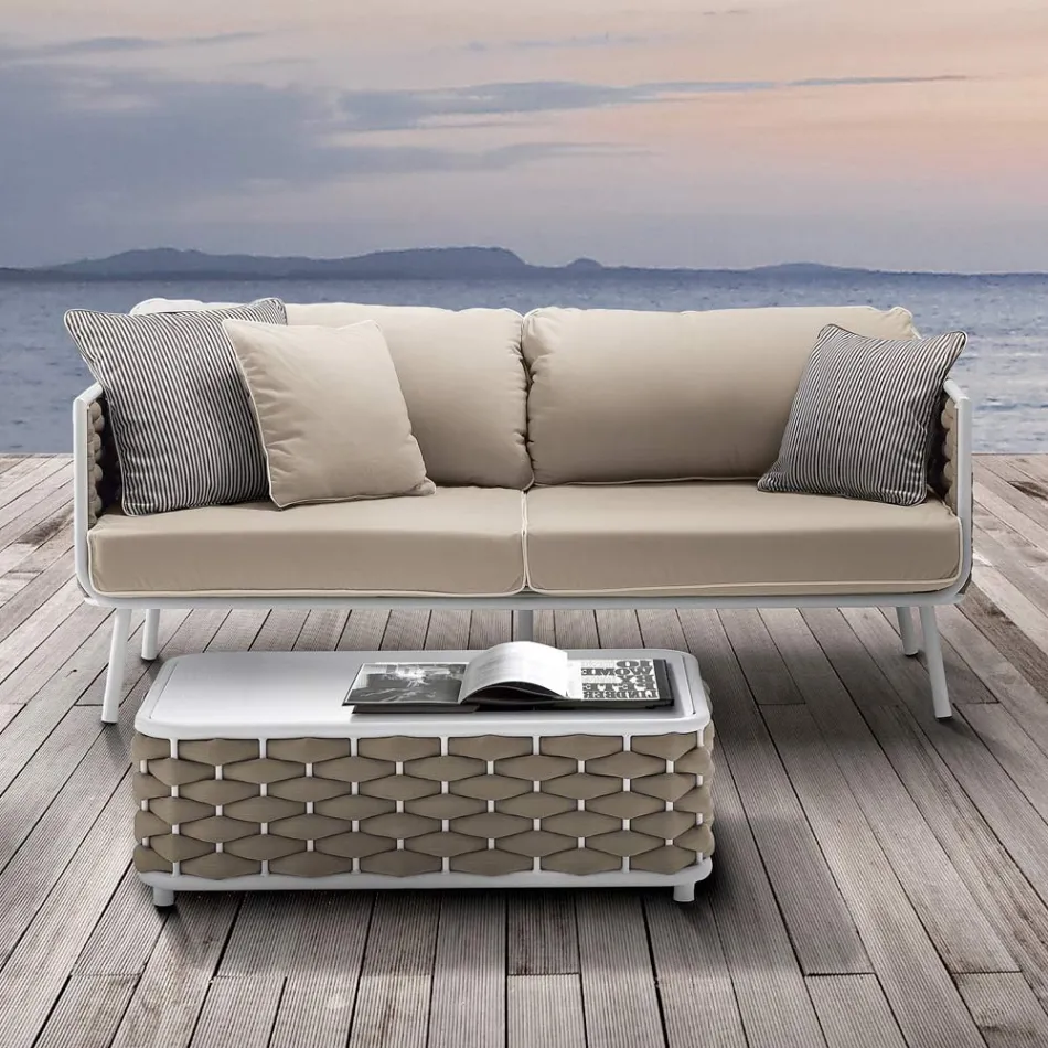 Outdoor Lounge in Aluminum and Woven Fabric - Reda Viadurini