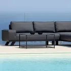 Outdoor Lounge in Black Aluminum with Ceramic Coffee Table - Ghislain Viadurini