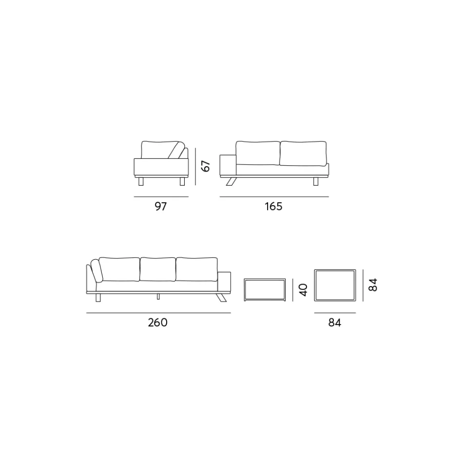 Outdoor Lounge in Black Aluminum with Ceramic Coffee Table - Ghislain Viadurini