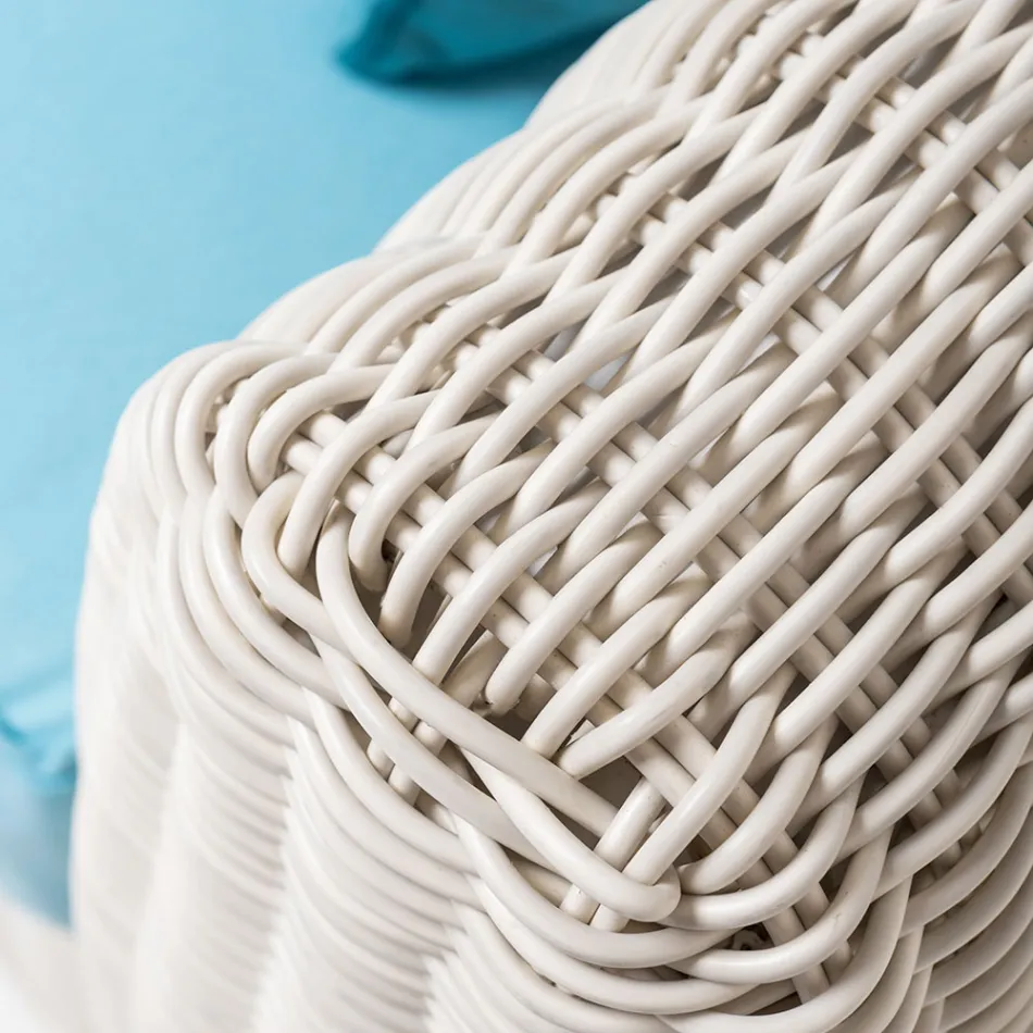 Outdoor Lounge in Polyrattan and Blue Cushions - Charlie Viadurini