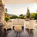 Outdoor Living Room in Natural Rattan Complete with Cushions - Bellaria
