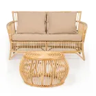 Outdoor Living Room in Natural Rattan Complete with Cushions - Bellaria Viadurini