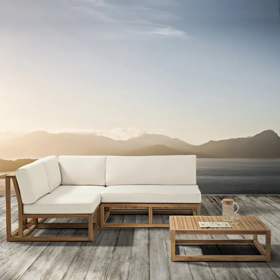 Natural Teak Outdoor Lounge Set and Cushions - Circe Viadurini