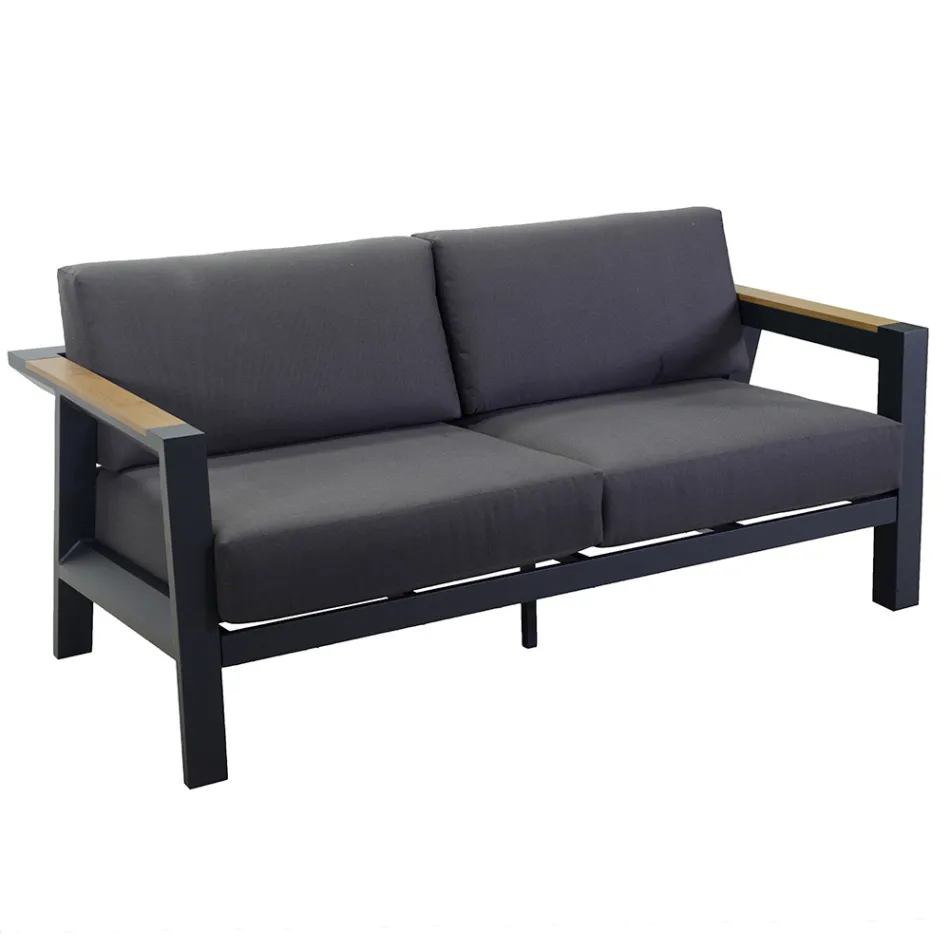 Outdoor Lounge Made of Aluminum with Brazilian Teak Details - Diary Viadurini