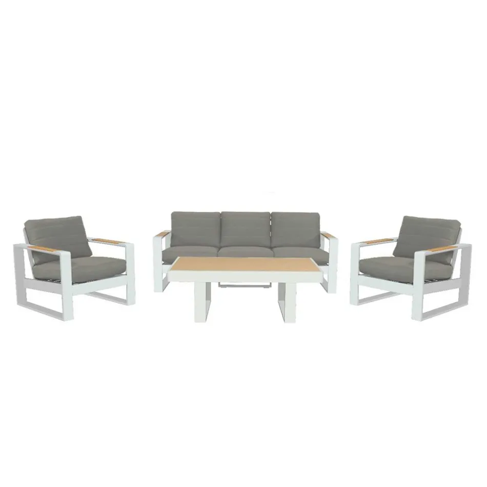 Outdoor Lounge Made of Aluminum and Polywood Armrests - City Viadurini