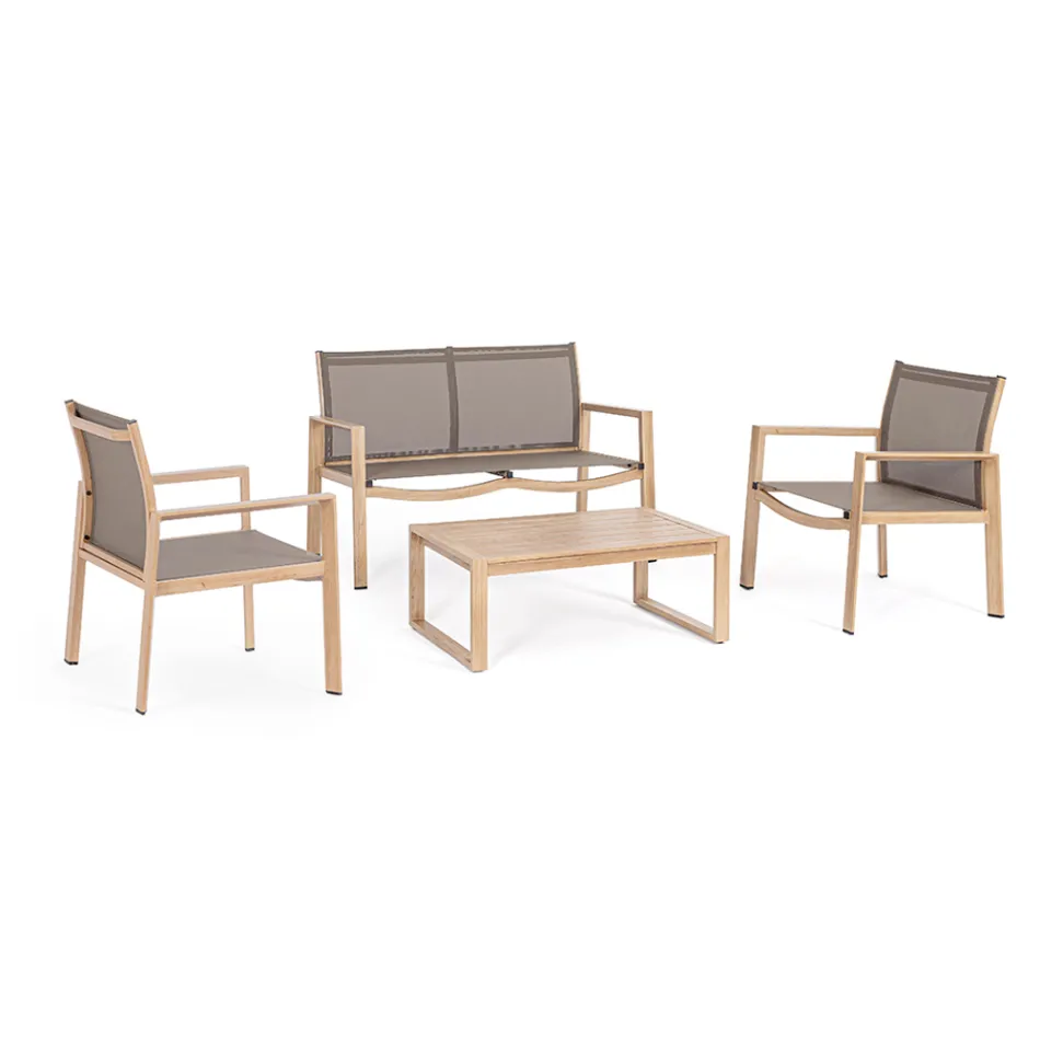 Garden lounge with 1 sofa, 2 armchairs and 1 coffee table - Plan Viadurini