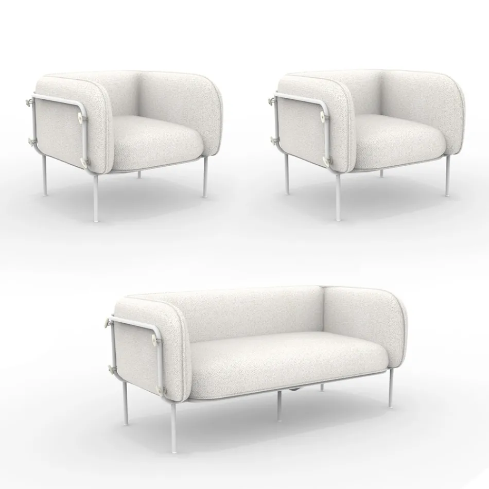 Garden lounge with 1 sofa and 2 armchairs Made in Italy - Planter Viadurini
