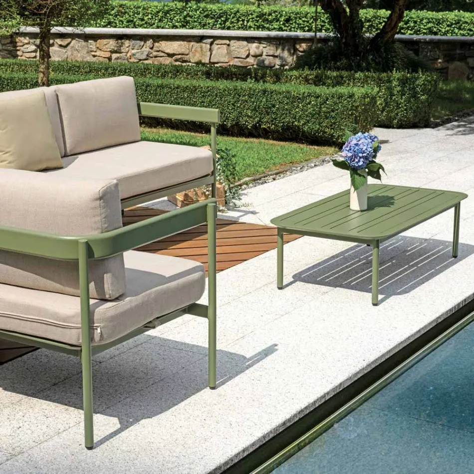 Garden Lounge with 2 Sofas and 1 Aluminium Coffee Table - Daisy Viadurini
